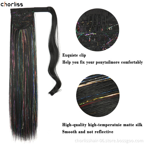 Best Selling High Quality 22 Inch Chorliss Silky Straight Wrap Around Hair Accessories Woman Light Up Ponytail Hair Synthetic